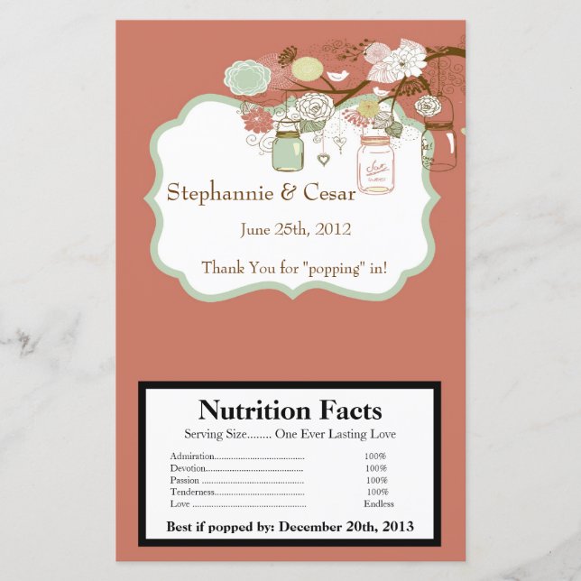 Microwave Popcorn Wrapper Spring Floral Mason Jars (Devant)