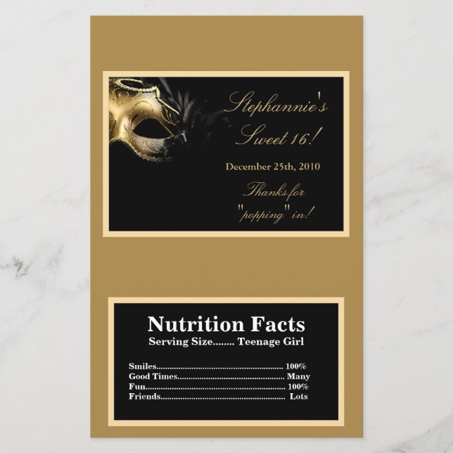 Microwave Popcorn Wrapper Sweet 16 Or (Devant)