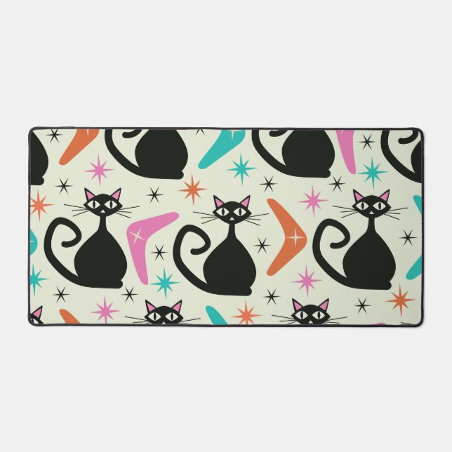 Mid Century Black Atomic Cats with Boomerangs  (Recto)