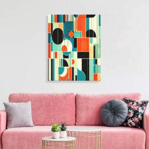 Mid Century Mod géométrique Abstraite toile Art