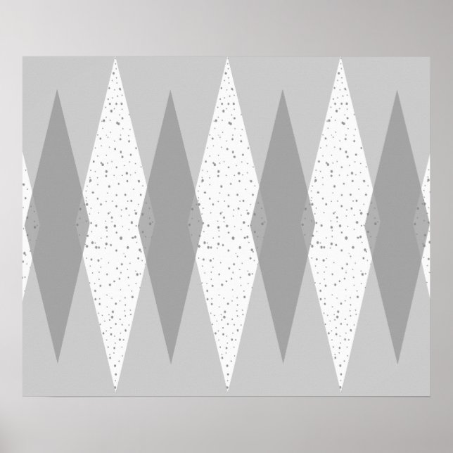 Mid Century Modern Grey Argyle Poster (Devant)