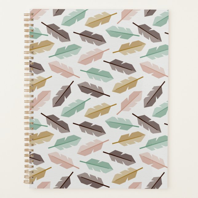Mid-Century Modern Retro Feathers Planner (Devant)