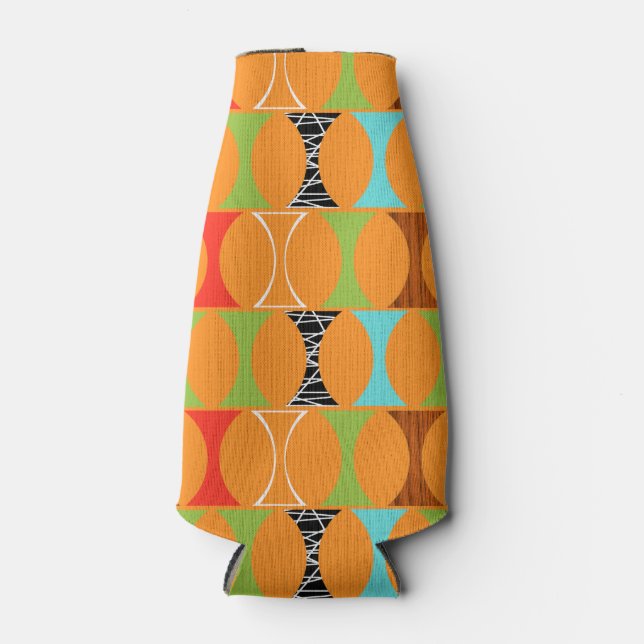 Mid Century Moderne Orange Motif Glacière bouteill (Devant)
