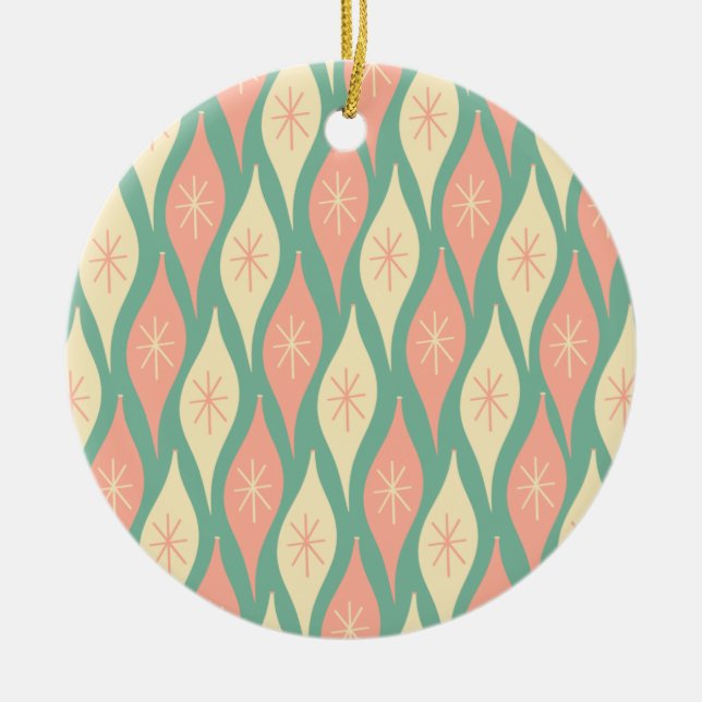 Mid Century Moderne Ornements Motif Turquoise & Bl (Devant)