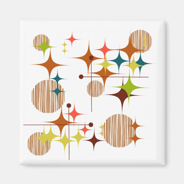 Mid Century Moderne Starbursts et Globes Magnet (Devant)