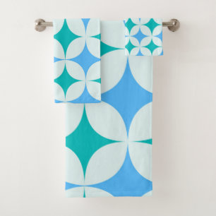 Mid Century Retro Starburs Motif Turquoise Bleu