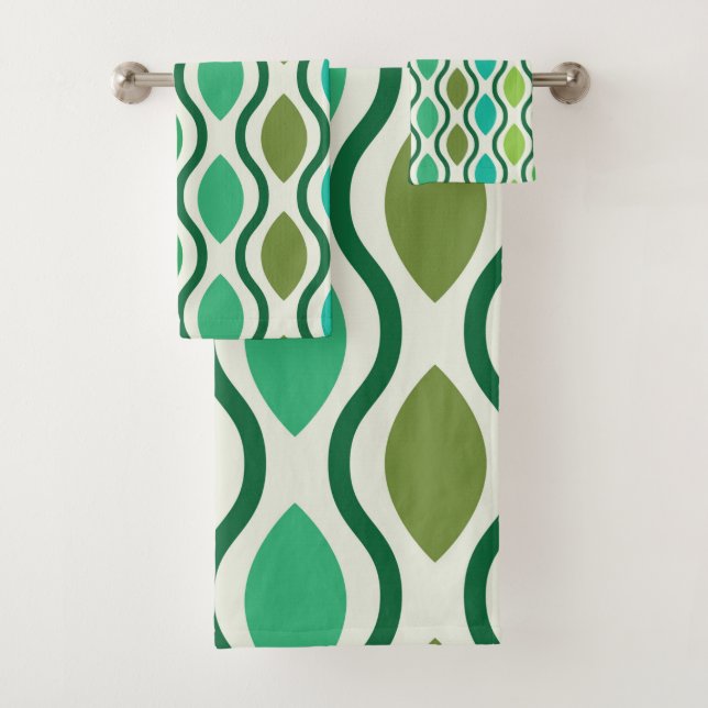 Mid Century Vert moderne Ogee Turquoise motif (En situation)