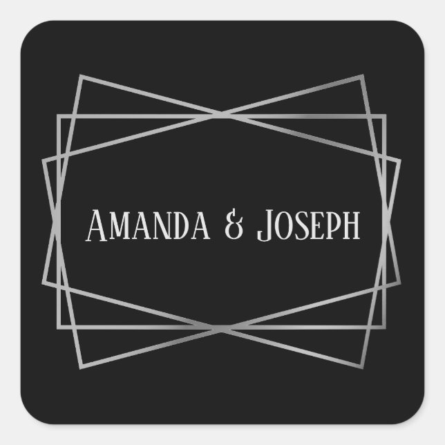 Mid Mod Black & Grey Design - Sticker Carré (Devant)