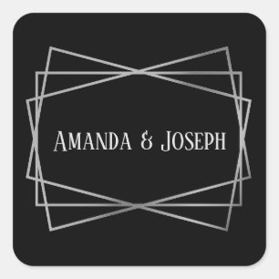 Mid Mod Black & Grey Design - Sticker Carré