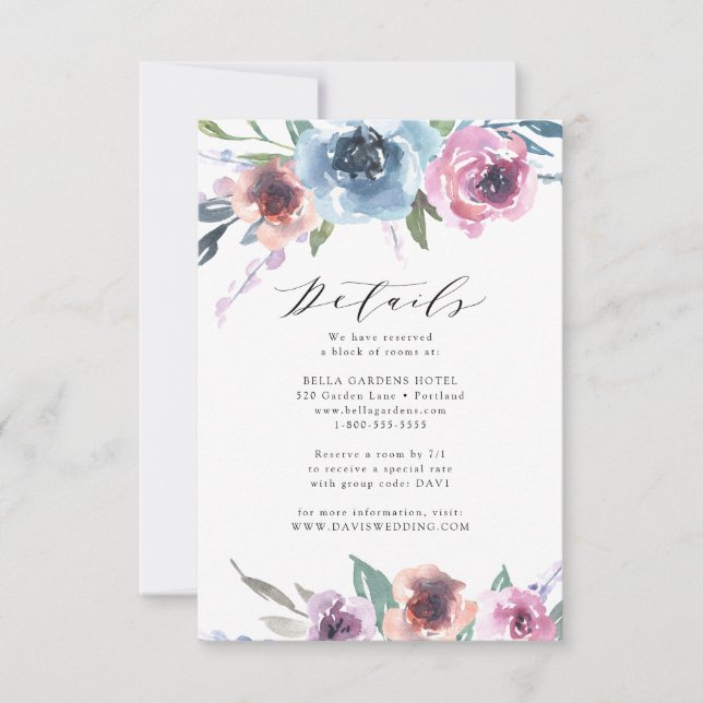 Midnight Blooms | Carte de détails de mariage (Devant)