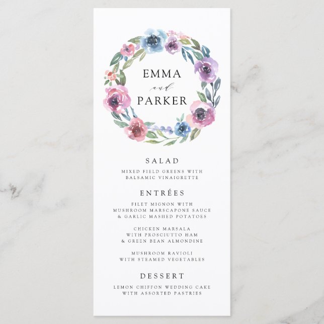 Midnight Blooms | Carte de Menu de Mariage (Devant)
