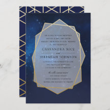 Midnight Blue Constellation Wedding Invitations
