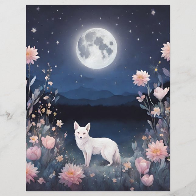 Midnight Crystal Fox Floral Scrapbook Junk journal (Devant)