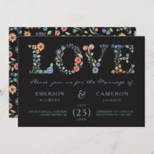 Midnight Floral LOVE Faire-part de mariage