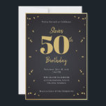 Midnight Gold Milestone Invitation<br><div class="desc">This Midnight Gold Milestone Invitation is an elegant celebration with confetti and fireworks. Ideal for milestone parties and retirement send-offs. You can personalize many elements,  such as the milestone number,  the honoree's name,  and the event details. Most elements can be removed or rearranged to suit your preferences. Enjoy!</div>