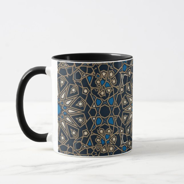 Midnight & Gold Royal Islamic Geometric Mosaic Mug (Gauche)