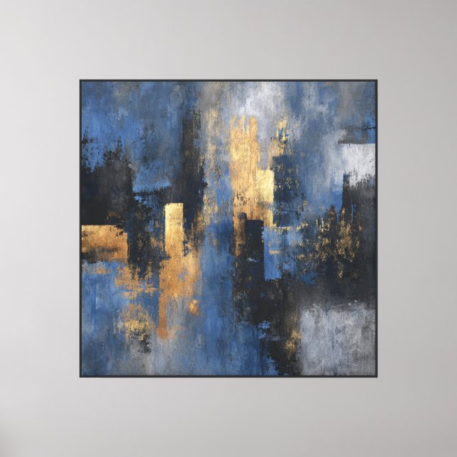 Midnight Grid – Abstrait de la ville sur toile (Recto)