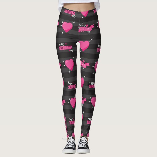 Midnight No-mance : Leggings rayées au cœur et rub (Devant)