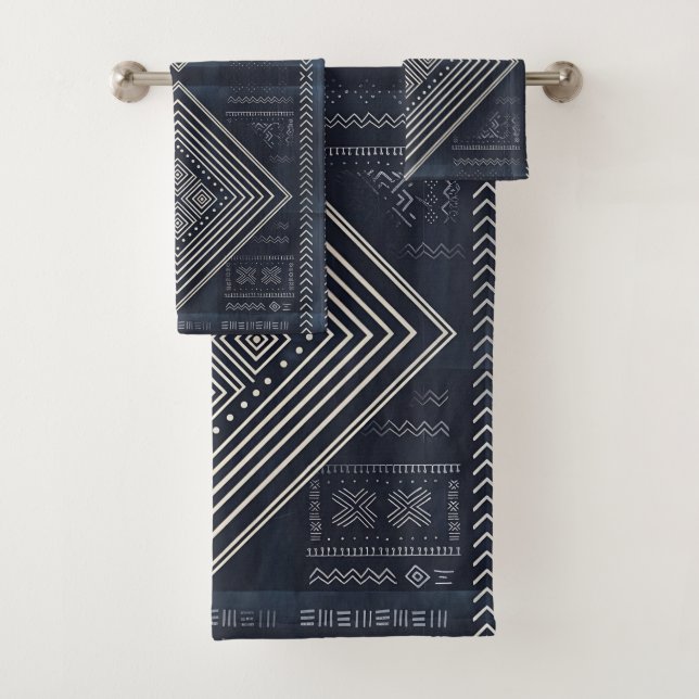 Midnight Nomad Diamond - Indigo Mudcloth Art (En situation)
