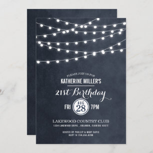 Midnight String Lights 21e anniversaire Invitation