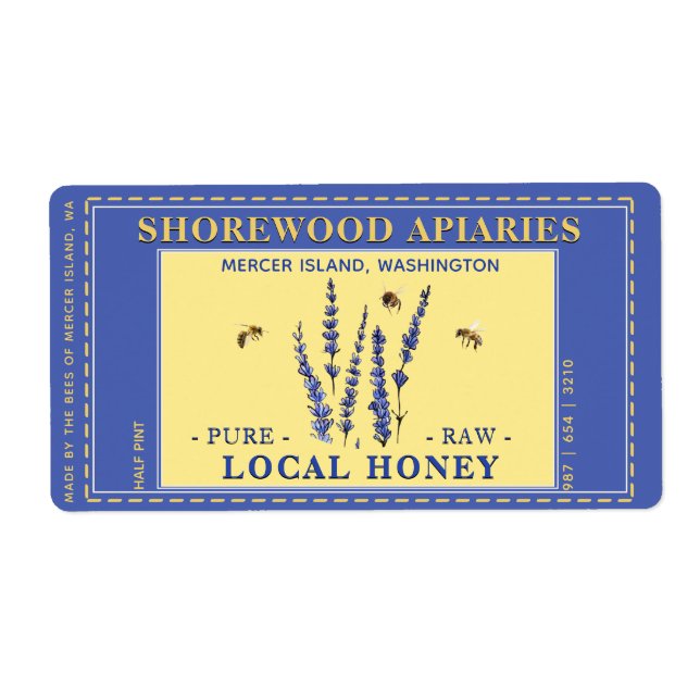 Miel 2" x 3,75" Lavande Étiquette jaune (Devant)