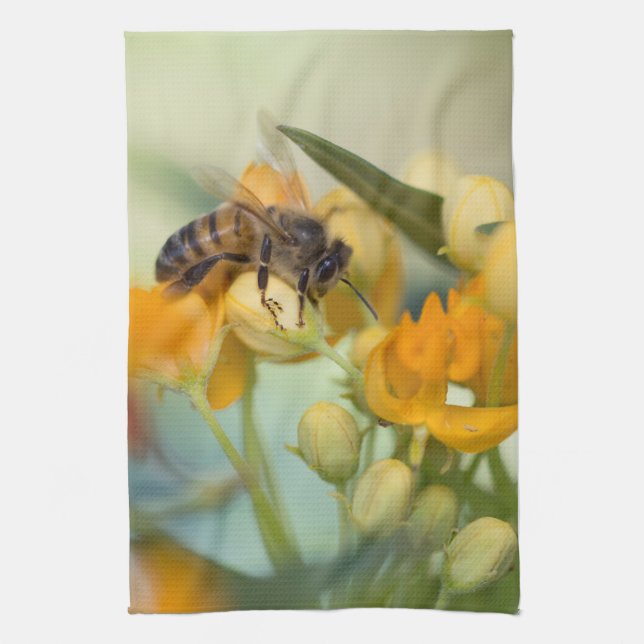 Miel Abee au printemps Serviette de cuisine (Vertical)