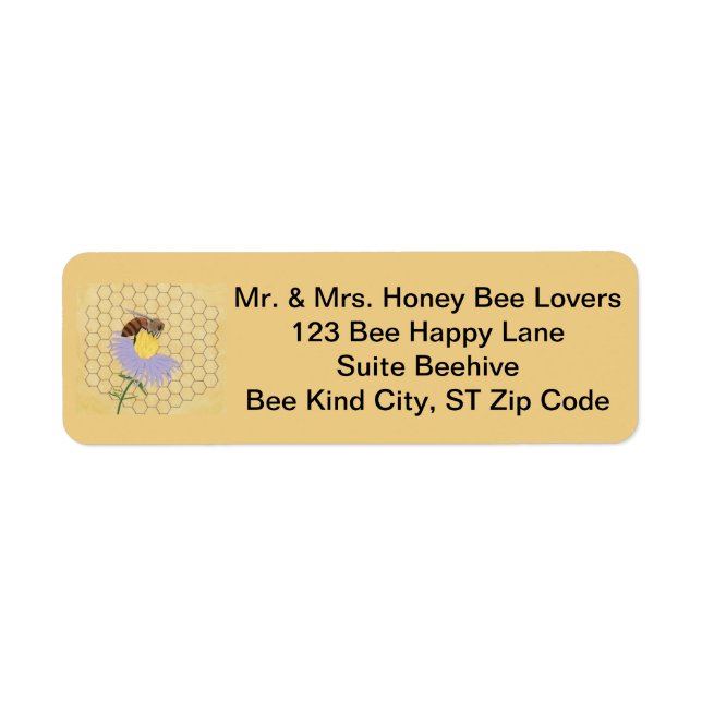 Miel abeille et Étiquettes de adresse de fleurs (Devant)
