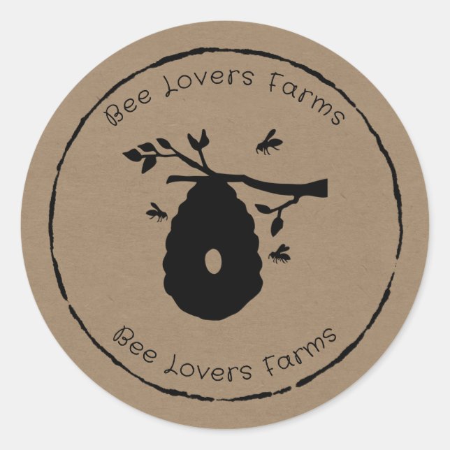 Miel abeilles Étiquette Cadre noir biologique (Devant)