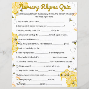 Miel Bee Baby shower Nursery Rhymes Jeu