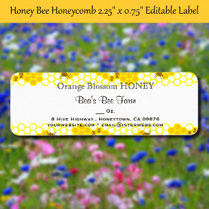 Miel Bee Honeycomb 0,75 po x 2,25 po Étiquette mod