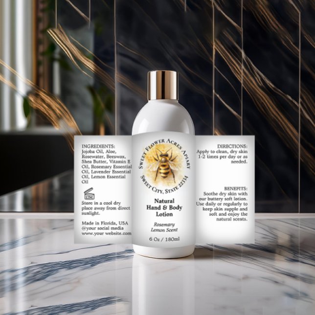 Miel Bee Miel Apiary produit Étiquette bouteille (natural honey bee product bottle label
)