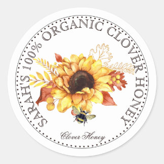 Miel Bee Sunflower Miel Jar Étiquette