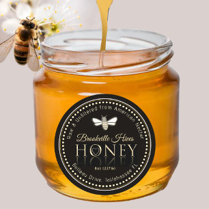 Miel brut non flatté Étiquette Black Gold Bee Hear