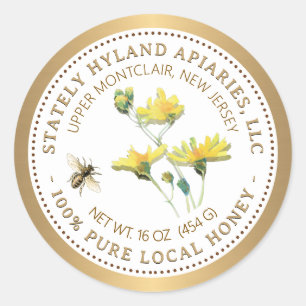 Miel Étiquette Fleur Jaune Abee et la frontière or