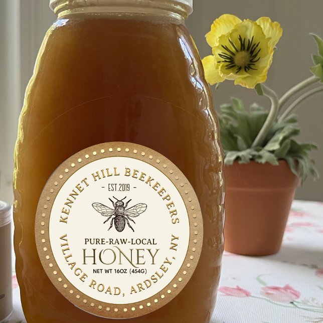 Miel Étiquette Kraft Dotée Frontière Français Abee (Créateur téléchargé)