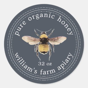 Miel Jar Étiquette Honeybee Apiary Dark Blue