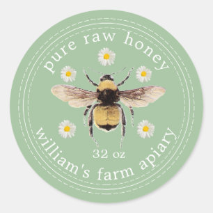 Miel Jar Étiquette Honeybee Apiary Green