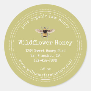 Miel Jar Étiquette Honeybee Apiary Green