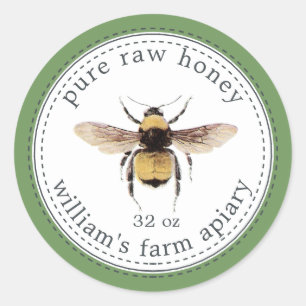 Miel Jar Étiquette Honeybee Apiary Meadow Green