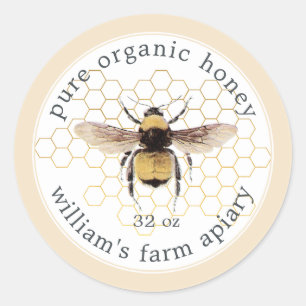 Miel Jar Étiquette Miel Bee Apiary Honeycomb Or