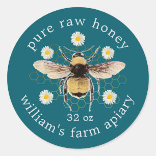 Miel Jar Étiquette Miel Bee Apiary Laurel Green