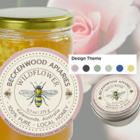 Miel jaune Miel Étiquette Abeille Rose frontière 