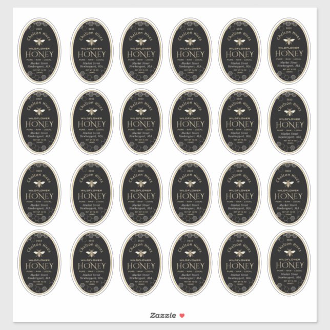 miel ovale Queenline Bee-peigne Étiquette noir (Feuille)