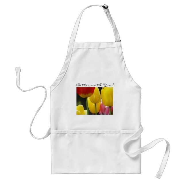 Mieux avec vous ! tablier cadeaux Jaune Rouge Tuli (Devant)