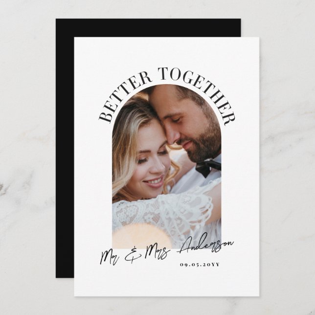 Mieux ensemble mariage photo arc faire-part (Devant / Derrière)