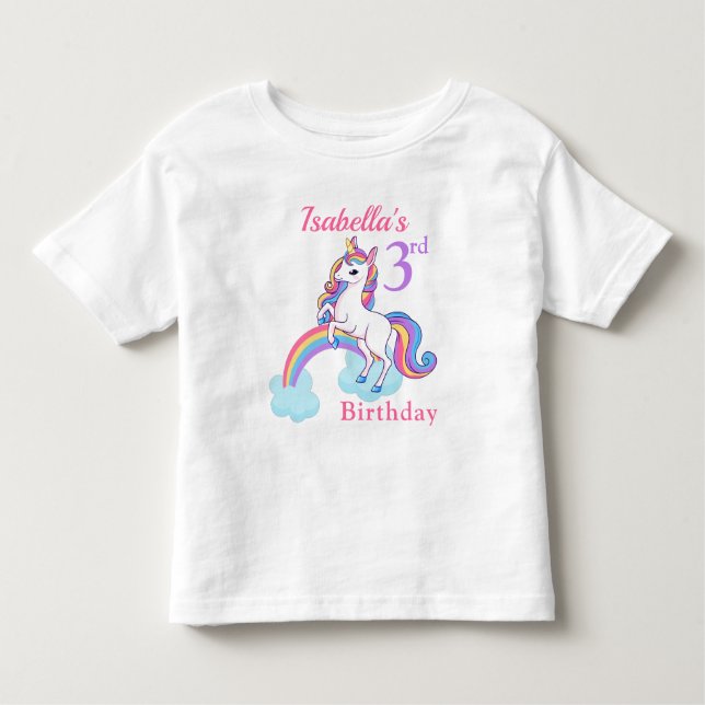 Mignon 3ème anniversaire Unicorn T-shirt (Devant)