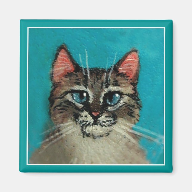 mignon aimant de chat aux yeux bleus (Devant)