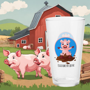 mignon amoureux de porc ajouter nom Verre