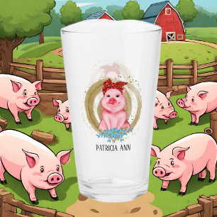 mignon amoureux de porc ajouter nom Verre