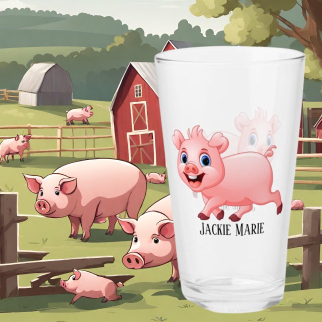 mignon amoureux de porc ajouter nom Verre (Créateur téléchargé)